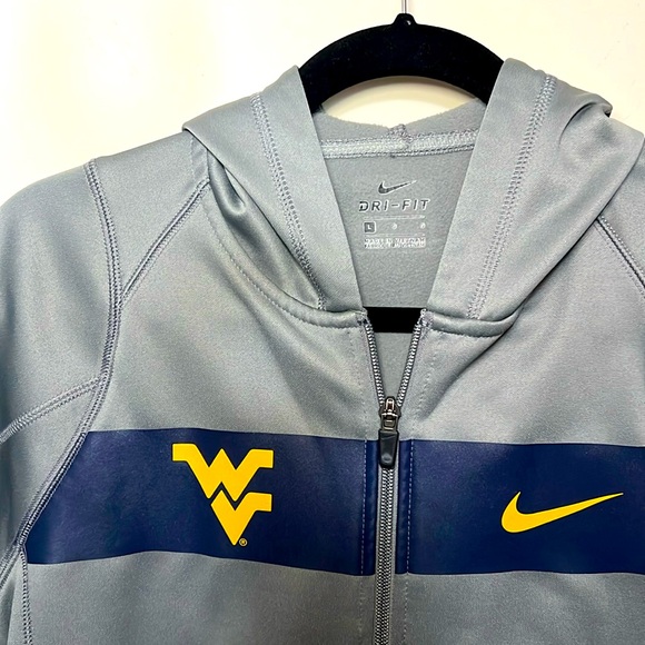 Nike Tops - Nike WVU zip up hooded sweatshirt size L large West Virginia